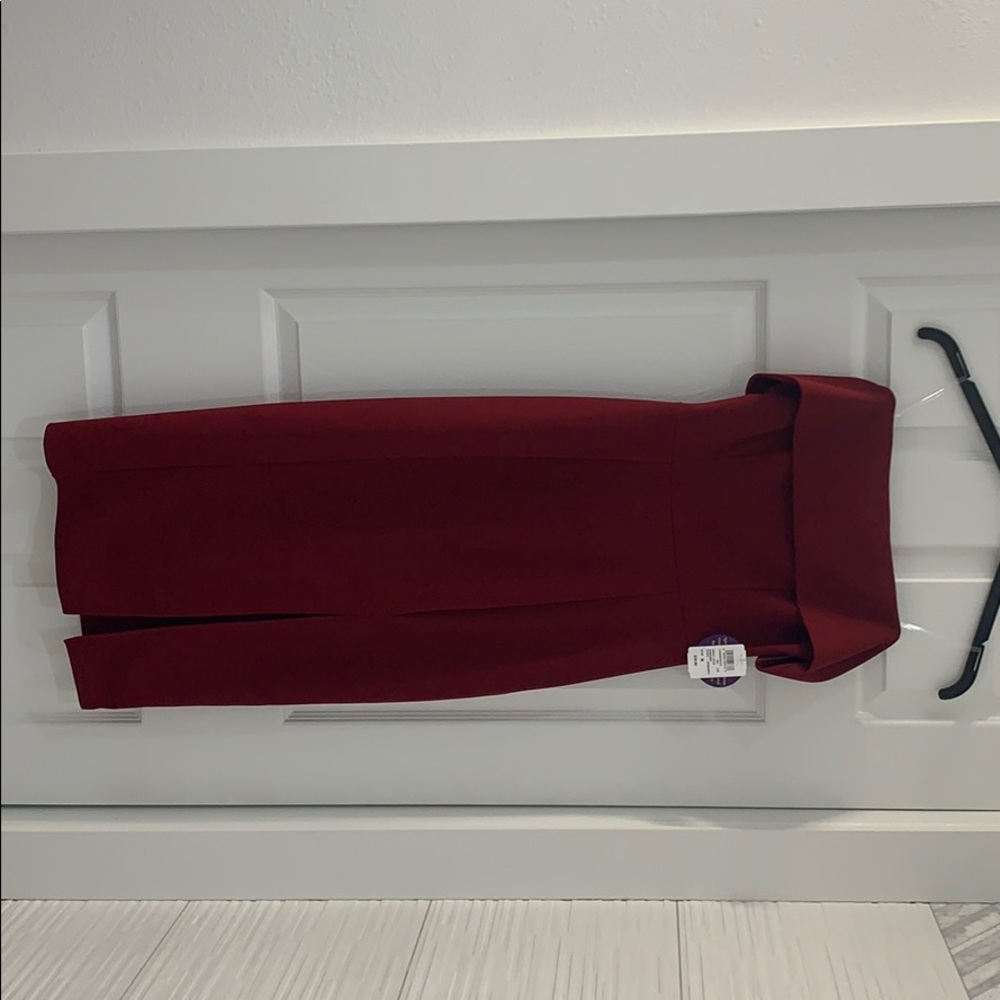 Long Maroon off the shoulder dress with slit